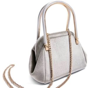 Topshop mini bag (gray/silver with gold chain and accents)